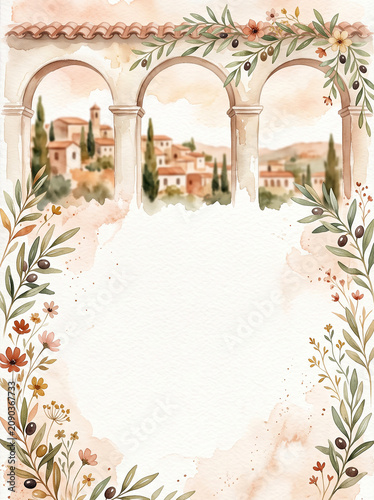 Terracotta Mediterranean Garden Invitation Background