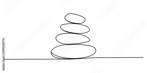 Photography Continuous single line drawing of a balanced stack of zen stones