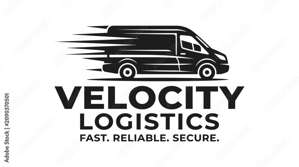 Obraz premium A logo illustration of a speeding van represents Velocity Logistics company