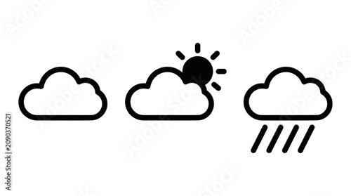 Εκτύπωση καμβά Weather forecast icons show sunny and rainy conditions with clouds