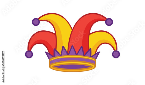 Bild auf Leinwand Colorful jester hat with pointed tips and bells for festive occasions and costum