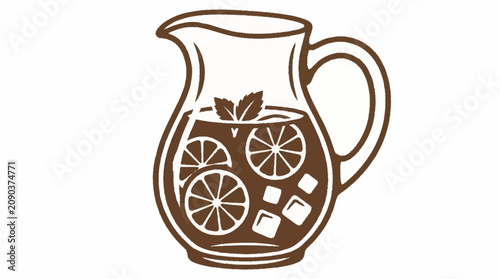Tableau sur toile Refreshing Iced Tea Pitcher with Citrus Slices and Mint.