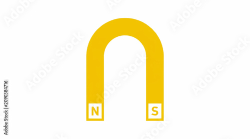 Quadro su tela Simple Yellow Horseshoe Magnet with North and South Poles.