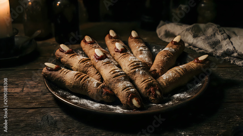 Obraz na płótnie Chiaroscuro Lighting Severed Finger Bread Sticks 