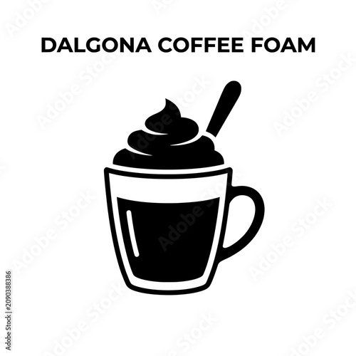 Dalgona Coffee Foam in a Clear Glass Mug.