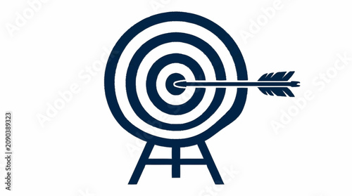 Fotografie Target with Arrow Hitting the Bullseye Symbolizing Success.