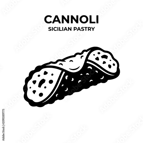 Traditional Sicilian Cannoli Pastry Dessert Illustration.