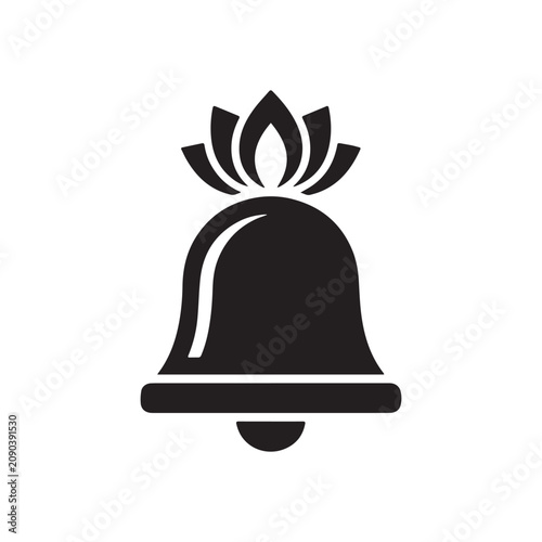 Minimalist Black Bell Silhouette Featuring A Decorative Lotus Top