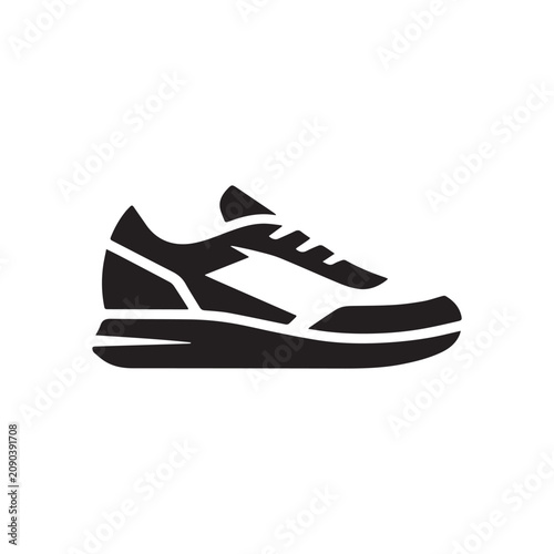 Minimalist Black Silhouette Icon Of A Running Shoe For Sport Design