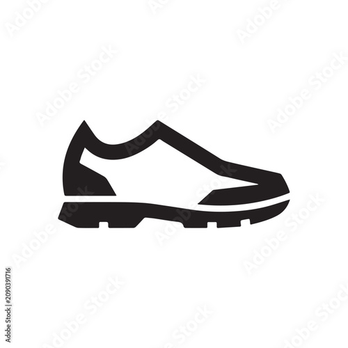Minimalist Black Silhouette Icon Design of a Single Athletic Shoe