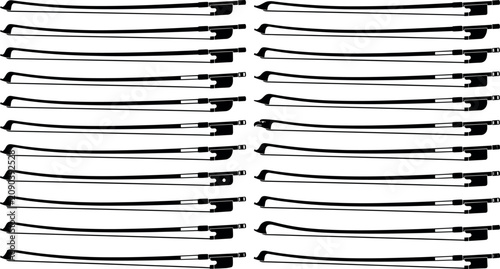 Tableau sur toile Classical string instrument bow collection featuring black silhouettes of violin