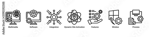 Obraz na płótnie Digital Platform web banner icon vector illustration with icons of Multimedia, S