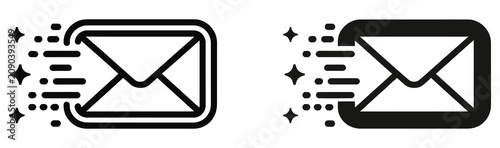 Cuadro en lienzo Fast express mail vector illustration with speedy envelope icon representing rap