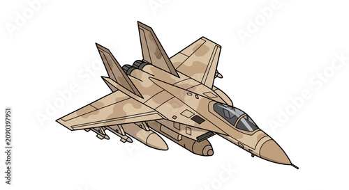 Foto Military fighter jet in desert camouflage pattern