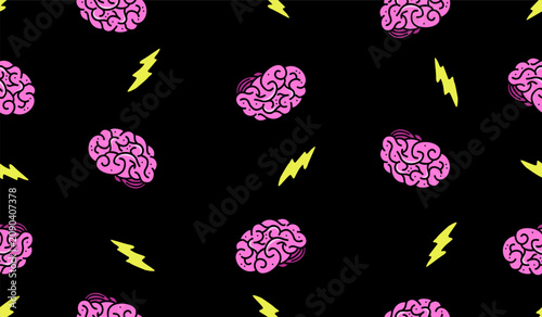 Obraz na płótnie Cute brain seamless pattern background