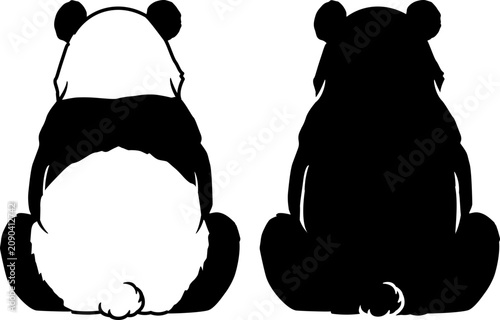 panda back view vector illustration