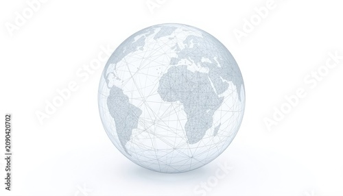 Digital technology mesh network overlay on glass world globe with technology communication connection internet abstract structure information connectivity international innovation electronic
