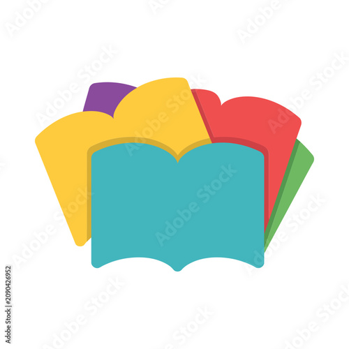 Obraz na plátně Open book with colorful pages flat vector illustration on white background