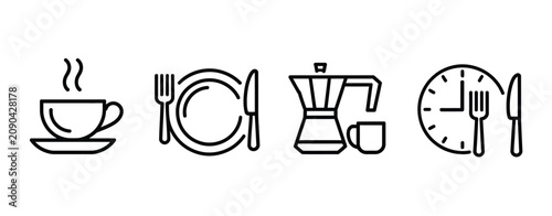 Lunch Break Icon, Symbols for Meal Time and Workplace Schedule