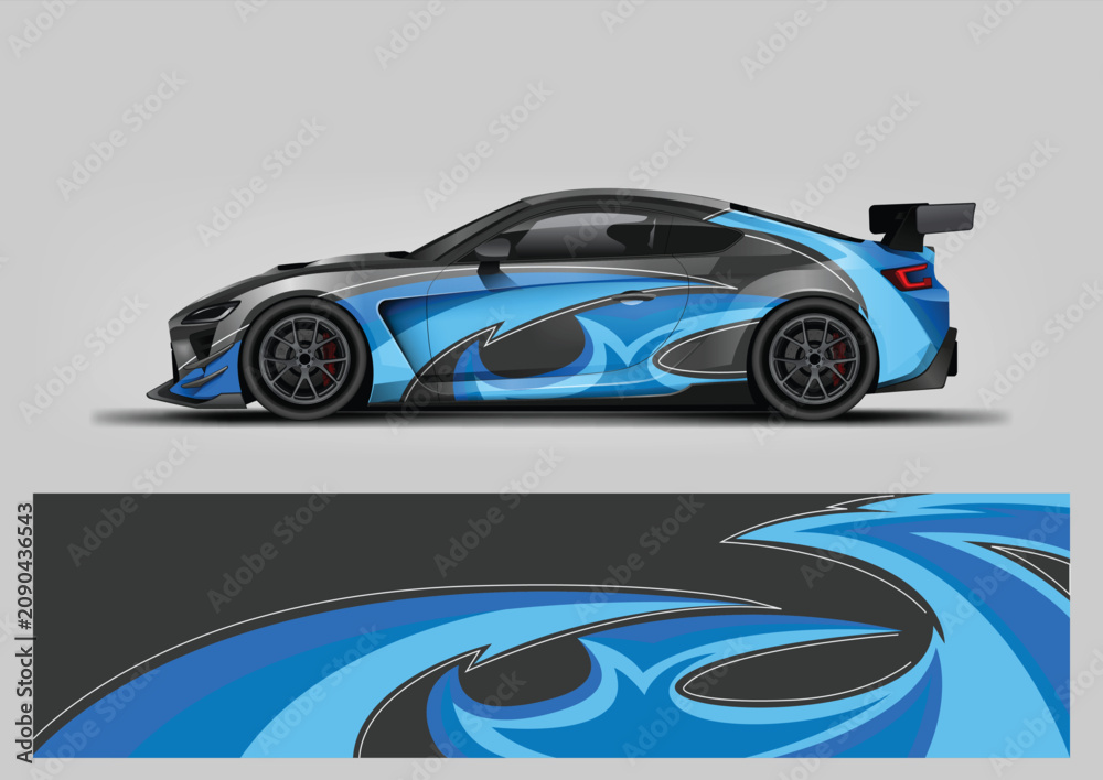 Fototapeta premium Blue Metallic Abstract Car Livery Template