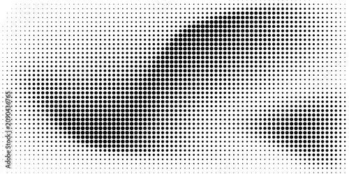 Black halftone wave background. Abstract grainy fluid texture. Dotted curved dot flow wallpaper. Grit swoosh overlay element for poster, banner, brochure, flyer, leaflet, template. Vector backdrop