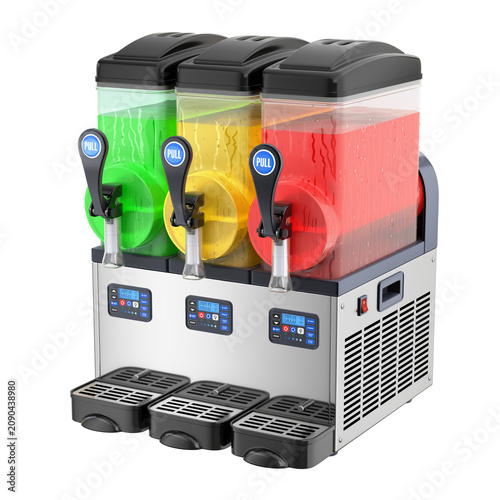 Slush machine with three colours liquid dispenser isolated on transparent background - 3d PNG illustration