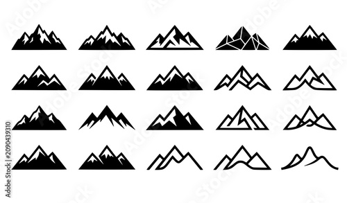 Fotografía Modern rocky mountain logo icon collection editable vector silhouettes isolated