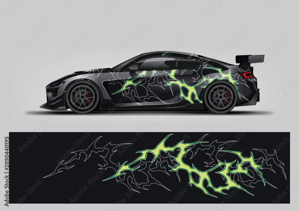 Fototapeta premium Electric Green Lightning Vehicle Graphics Vector