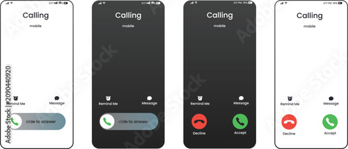 Εκτύπωση καμβά Incoming mobile phone call screen with accept or decline buttons and message reminder options