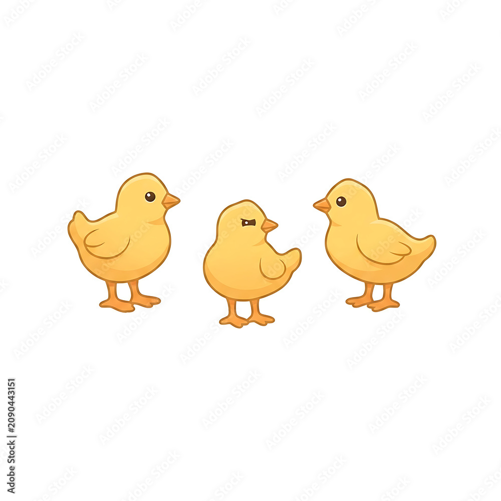 Naklejka premium Three cute little yellow baby chicks vector illustration