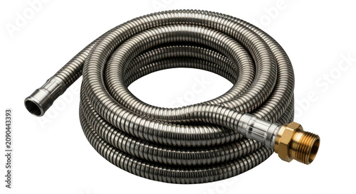 Fotografie Flexible braided garden hose with metal fittings