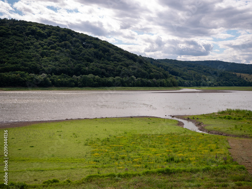 Bild auf Leinwand Low water level at Domaša reservoir during drought