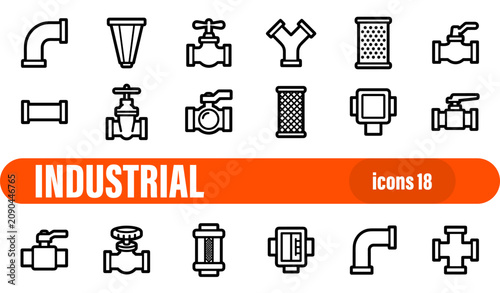 Industrial Plumbing and Valve Icons