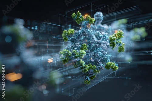 Visualization shows a quantum computer solving complex problems with clusters of data and light sequences in a digital environment