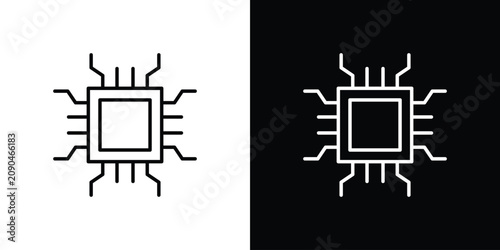 Photos Computer microchip icon thin symbol group. EPS10