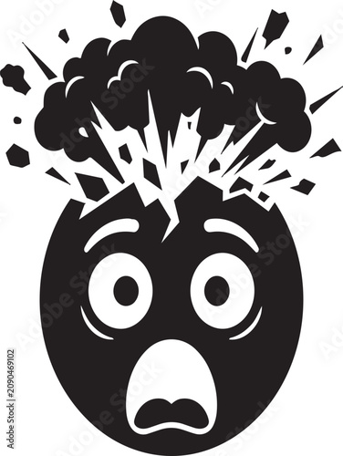 Black and white icon of a head exploding with stress
