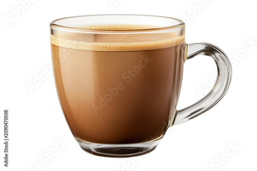 Hot coffee with milk isolated on transparent background, Clipart png