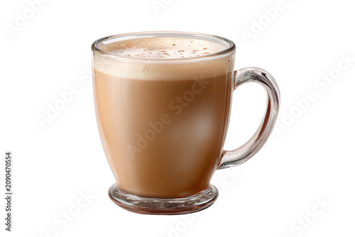 Hot coffee with milk isolated on transparent background, Clipart png