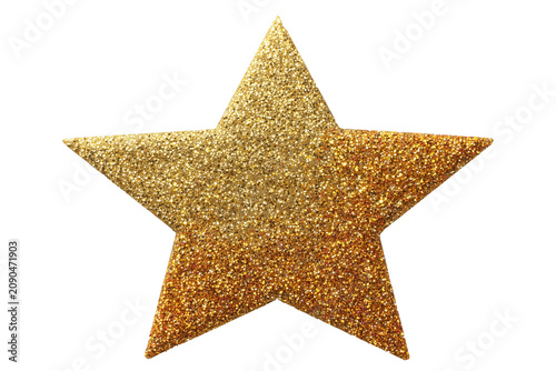 Gold Glitter Holographic Star Sticker isolated on transparent background, Clipart png