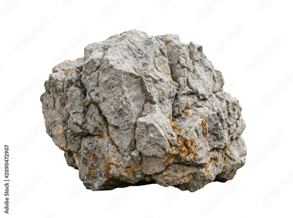 Fototapeta premium Gray rocky stone with orange spots