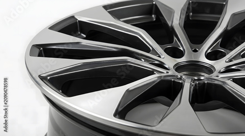 Premium aluminum alloy vehicle wheel rim isolated on white background