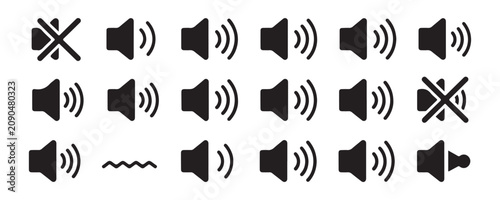 Canvas-taulu Comprehensive sound and audio volume adjustment icon set with mute disabled and active speaker states