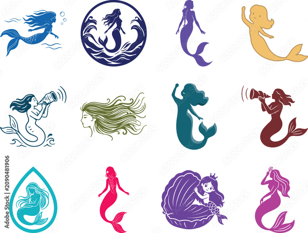 Fototapeta premium Enchanted Mermaid Sirens and Seashell Fantasy Collection