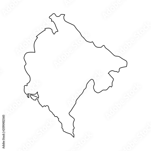 Montenegro outline map. Montenegro map vector. Montenegro map on white background