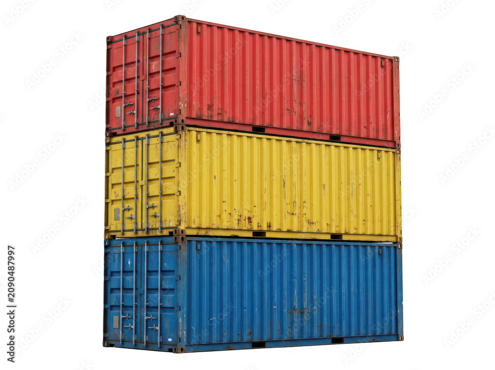 Fototapeta premium Stacked colorful shipping containers