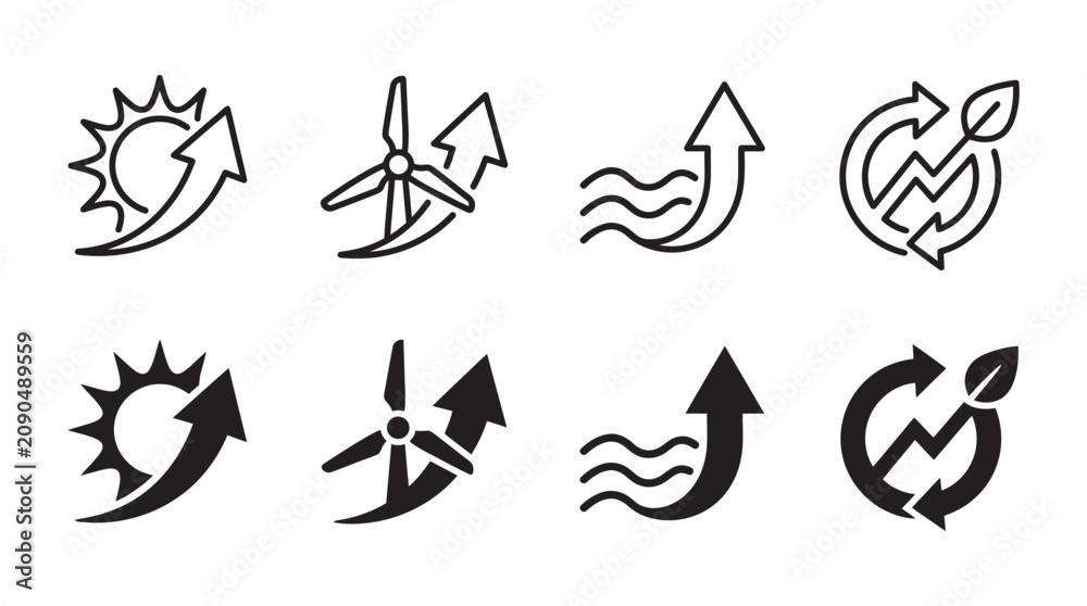 Fototapeta premium Renewable energy and eco-friendly icons representing solar power wind turbine sustainability with renewable, environment