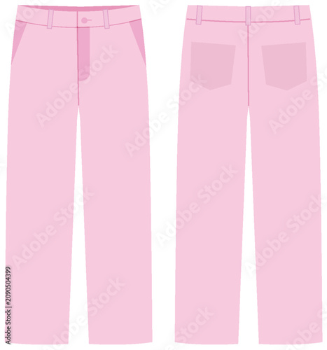 Flat Lay Vector Illustration of Pink Pastel Trousers Template