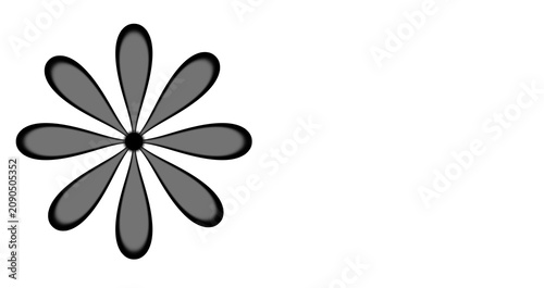 Εκτύπωση καμβά Black and white stylized flower icon with eight elongated petals radiating from