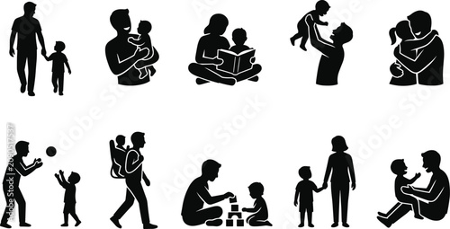 Konstfotografi Parental love and care a collection of silhouettes depicting moments of connecti