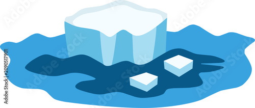 Fotografie Illustrative depiction of an iceberg melting in the ocean, symbolizing the profo